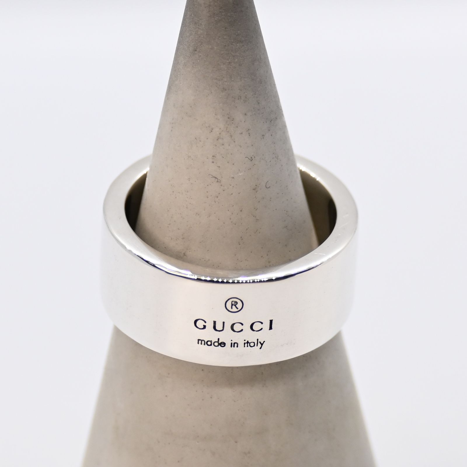 研磨済 GUCCI ロゴ プレーン シルバー リング 10号 Ag925 ピンキー