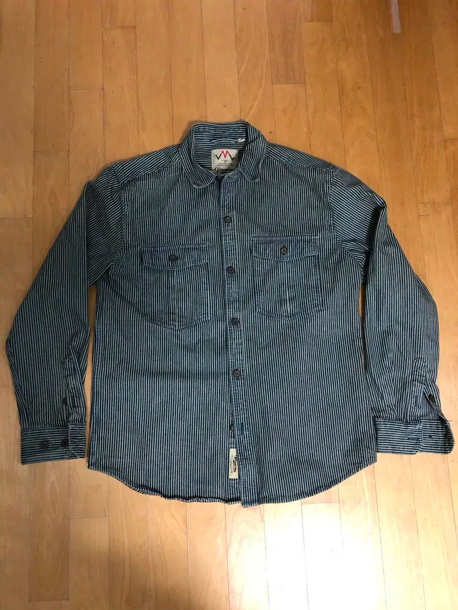ヴィマンロン ヴィンテージ ポケット ストライプ ヘビー デニムシャツ 2xl