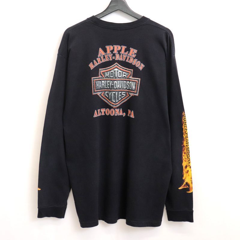 00s HarleyDavidson ハーレー フレイム ロンT USA製　XL 古着 00s USA製 HARLEY DAVIDSON ファイヤー バイク