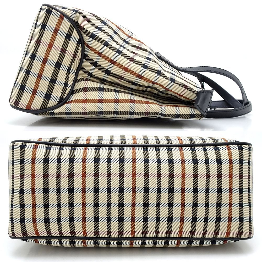 DAKS ダックス トートバッグ チェック柄 キャンバスxレザー