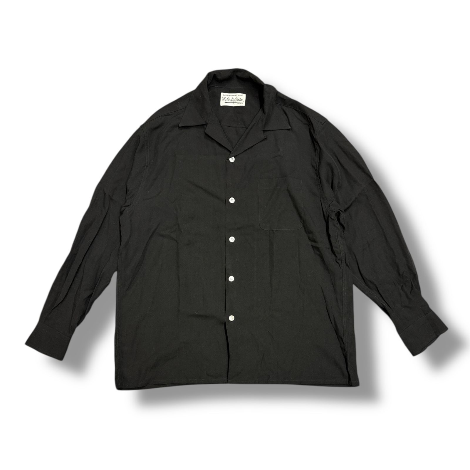 参考上代25300円 WACKO MARIA 21AW 50 S SHIRT L|S オープン シャツ ワコマリア 21FW-WMS-OC07 ブラック M 91556A3