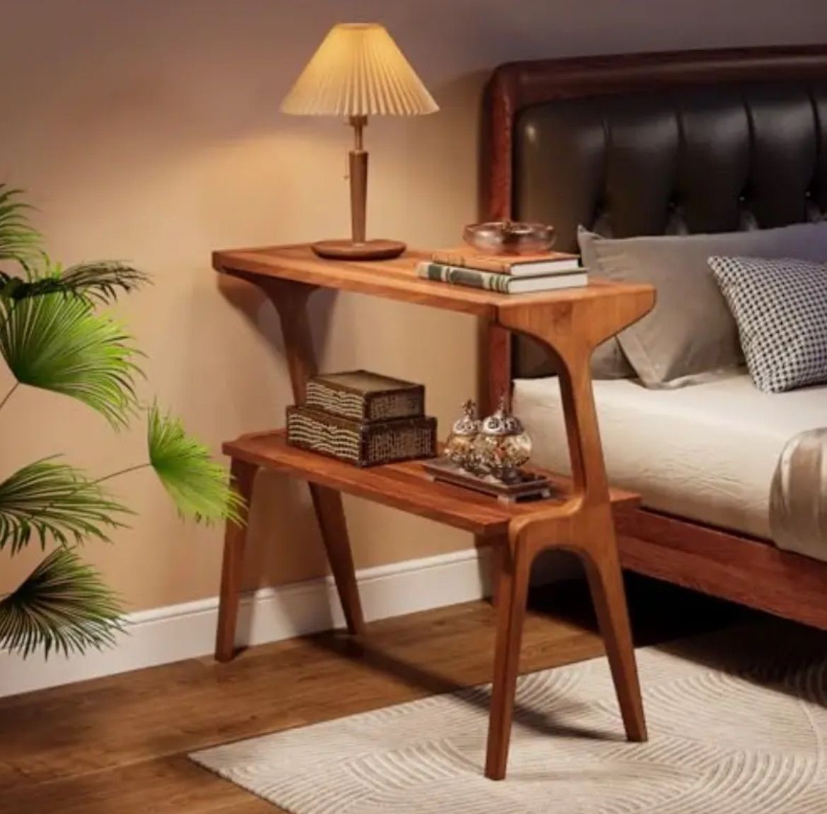 ヴィンテージ　木製サイドテーブル　ベッドサイドテーブル　花台 ヴィンテージ ベッドサイドテーブル サイドテーブル 花台 2 楽天