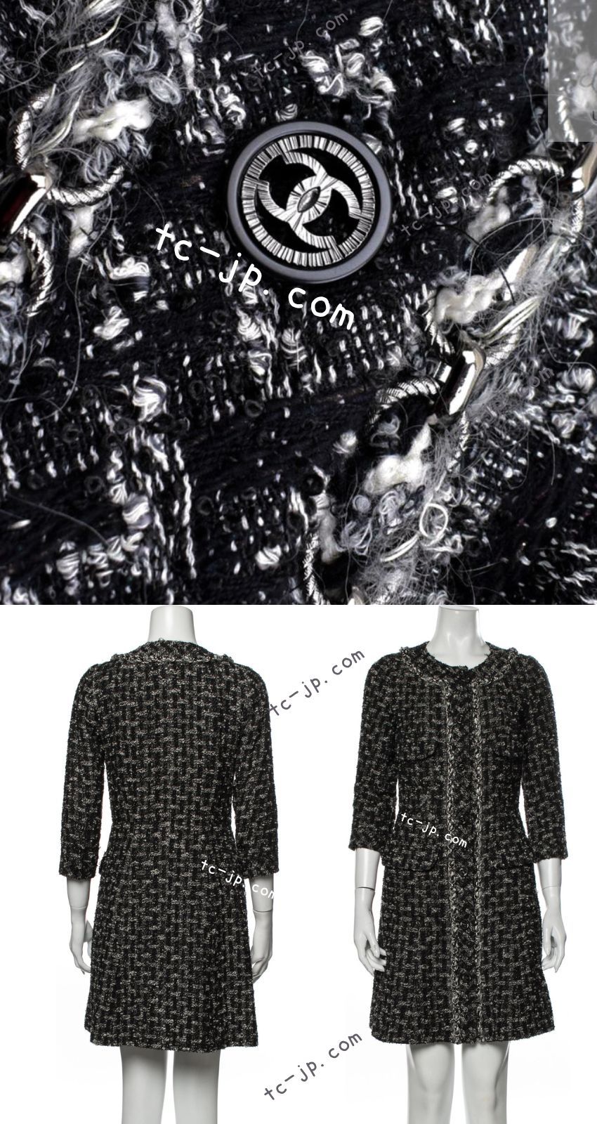❤️超美品❤️シャネル　CHANEL ☆ロングコート❤️ワンピース❤️ シャネル ワンピース コート CHANEL ブラック グレー アイボリー