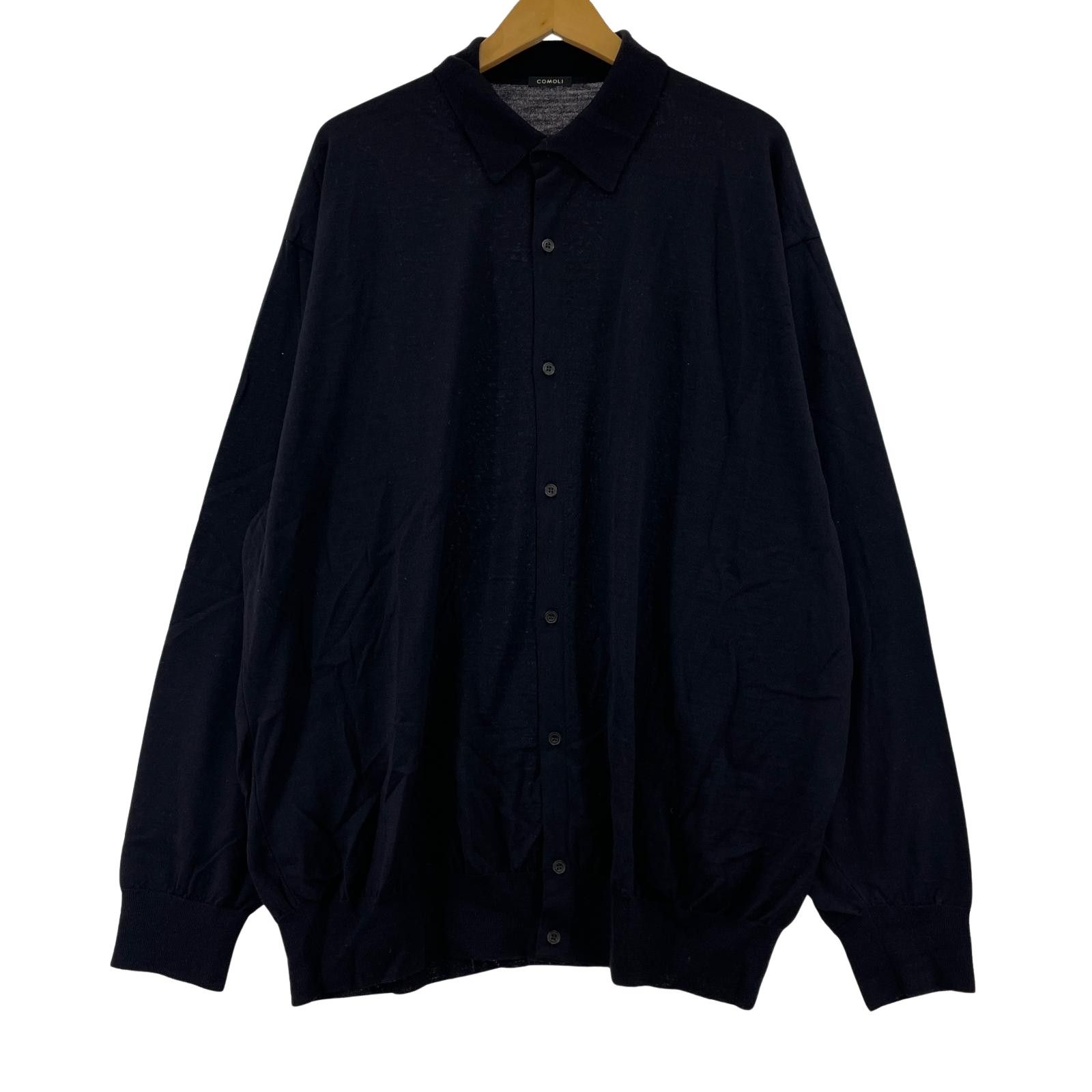 comoli 24aw ウール襟付きカーディガン　サイズ3 ほぼ新品 COMOLI ウール 衿つき カーディガン , Charcoal – Navyblue