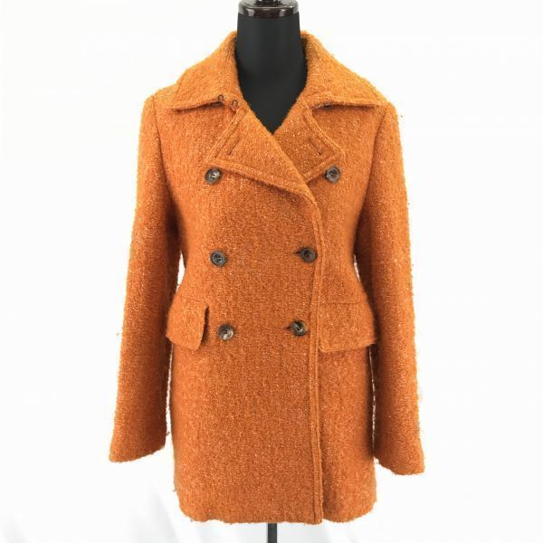 ケイト スペード ダブルブレスト|ツイードPコート 0|レディース-XS|オレンジ スプリングホック|kate spade|Made in Japan◆BC329L<sale>