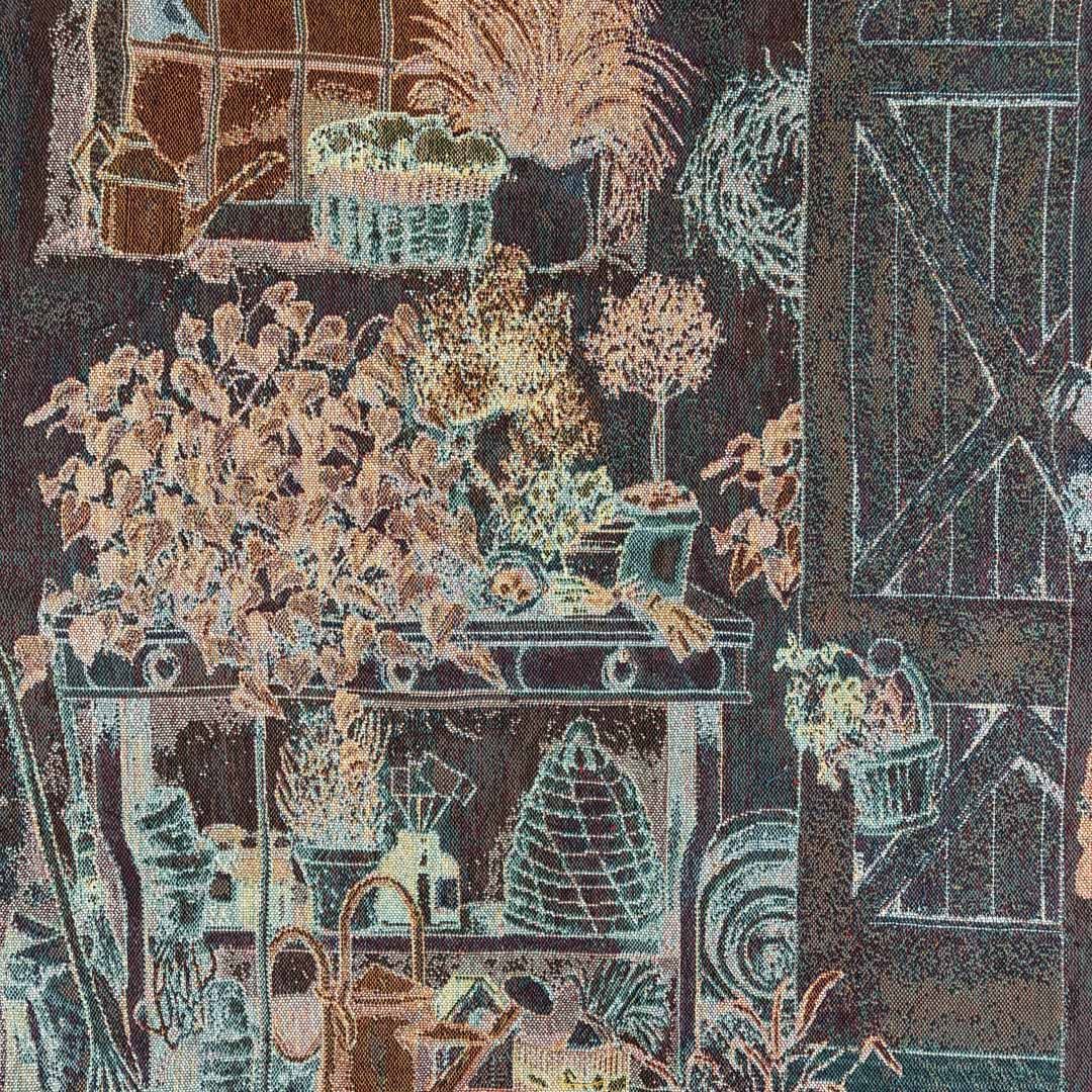 【90sオールド】風景画　フリンジ付き　ヴィンテージラグ　タペストリー 90sオールド】風景画 フリンジ付き ヴィンテージラグ タペストリー