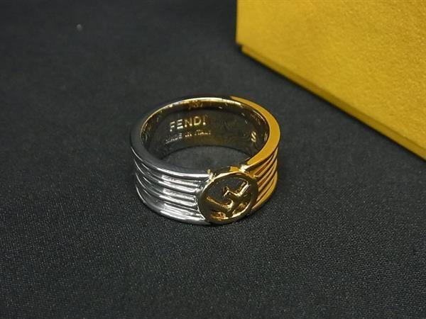FENDI フェンディ エフイズ リング 指輪 アクセサリー 表記サイズS 約11号 ゴールド系×シルバー系 FP0200
