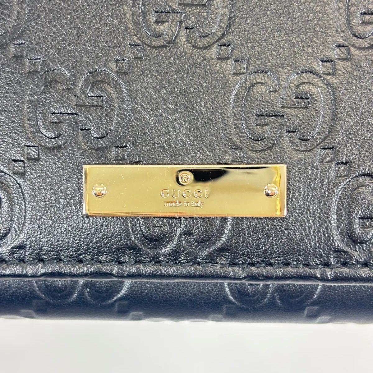 美品✨GUCCI 長財布　マイクロシマ　ロゴプレート　ゴールドシルバー 美品】 グッチ GUCCI長財布 シマレザー ロゴプレート - メルカリ