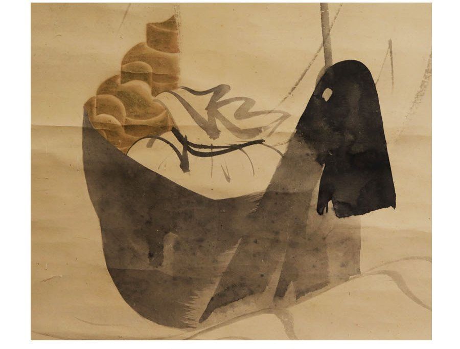 山下清 湖 砂油彩画 1965年頃 紙本著色・肉筆油彩画・日本画