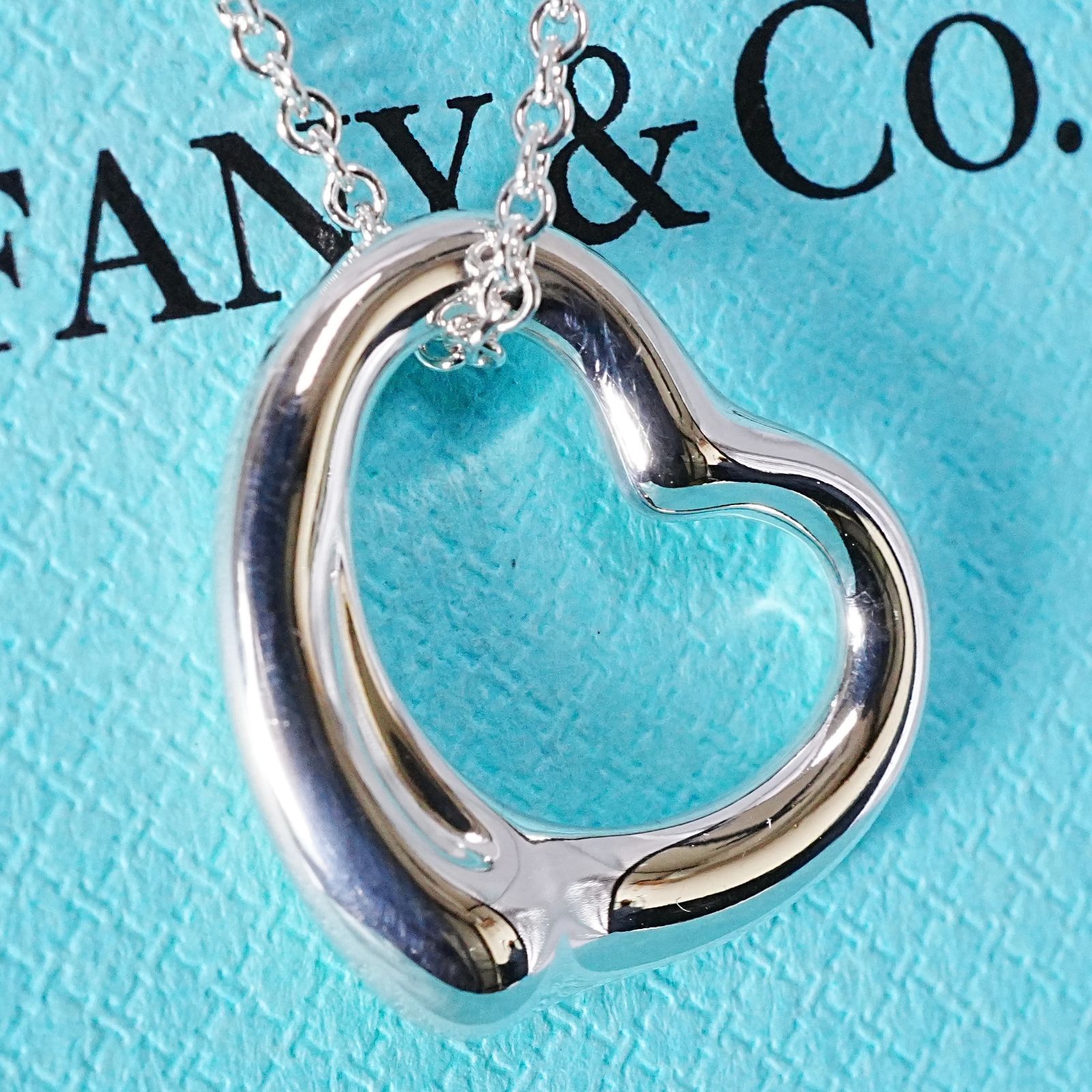 極美品22mm ティファニー ラージオープンハート ネックレス/25-991S