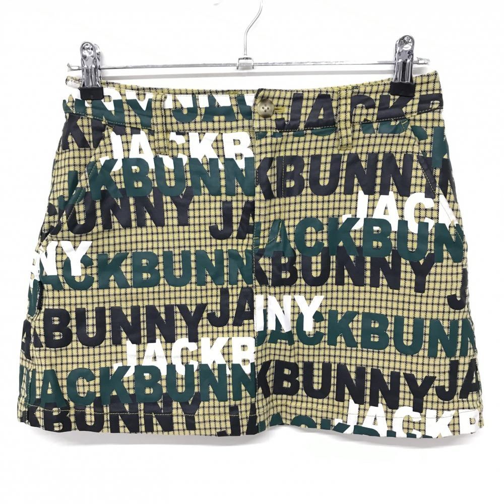 ジャックバニー スカート イエロー×黒 チェック ロゴ総柄 ストレッチ