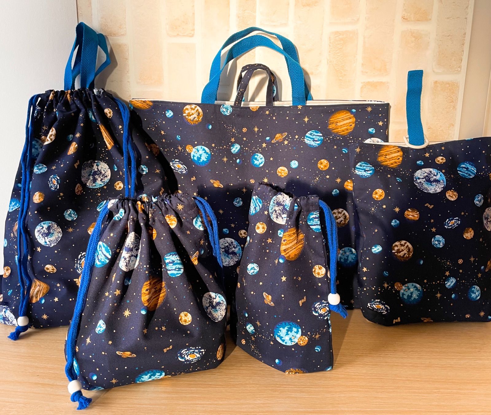 入学グッズセット(宇宙) 男の子　レッスンバッグ　上履き袋　体操着袋　かっこいい 宇宙 レッスンバッグ 男の子 入学 入園 セット 上履き 体操着袋