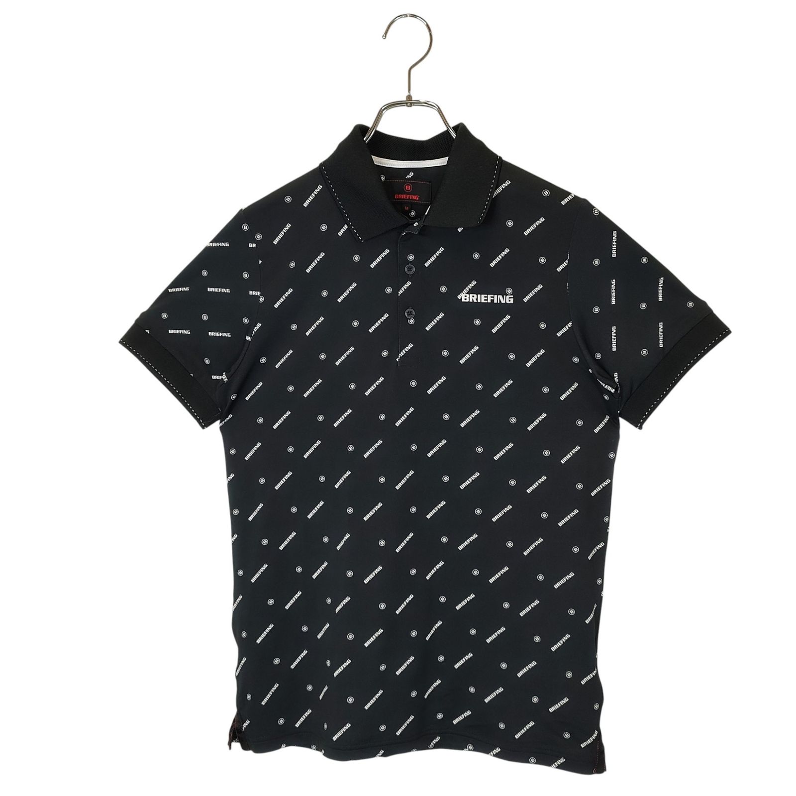 BRIEFING GOLF ブリーフィングゴルフ 24SS MONOGRAM POLO 半袖 ポロシャツ BRG241M64 M ブラック ホワイト メンズ