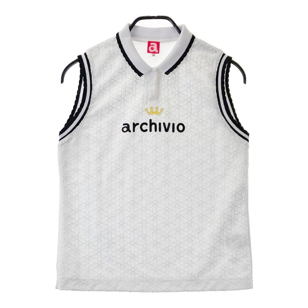 サイズ：38 ARCHIVIO アルチビオ  襟付 半袖Tシャツ サボテン 総柄 ホワイト系 [240101429756] ゴルフウェア レディース ストスト サイズ：38 ARCHIVIO アルチビオ 襟付き 半袖Tシャツ ブラック系