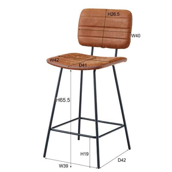 ソフトレザーのハイチェア カウンターチェア W43.5×D50.5×H95×SH65.5cm No.11 ネイビー