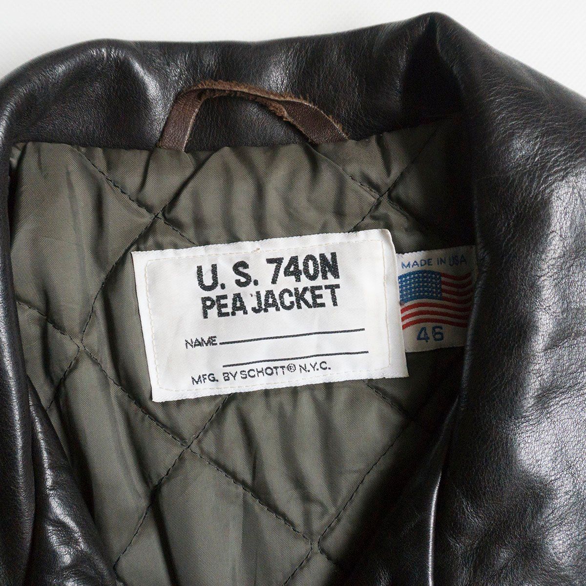 Schott　ショット　希少　オールレザー　古着　US製　ピーコート　サイズ44 Schott ショット 希少 オールレザー 古着 US製 ピーコート