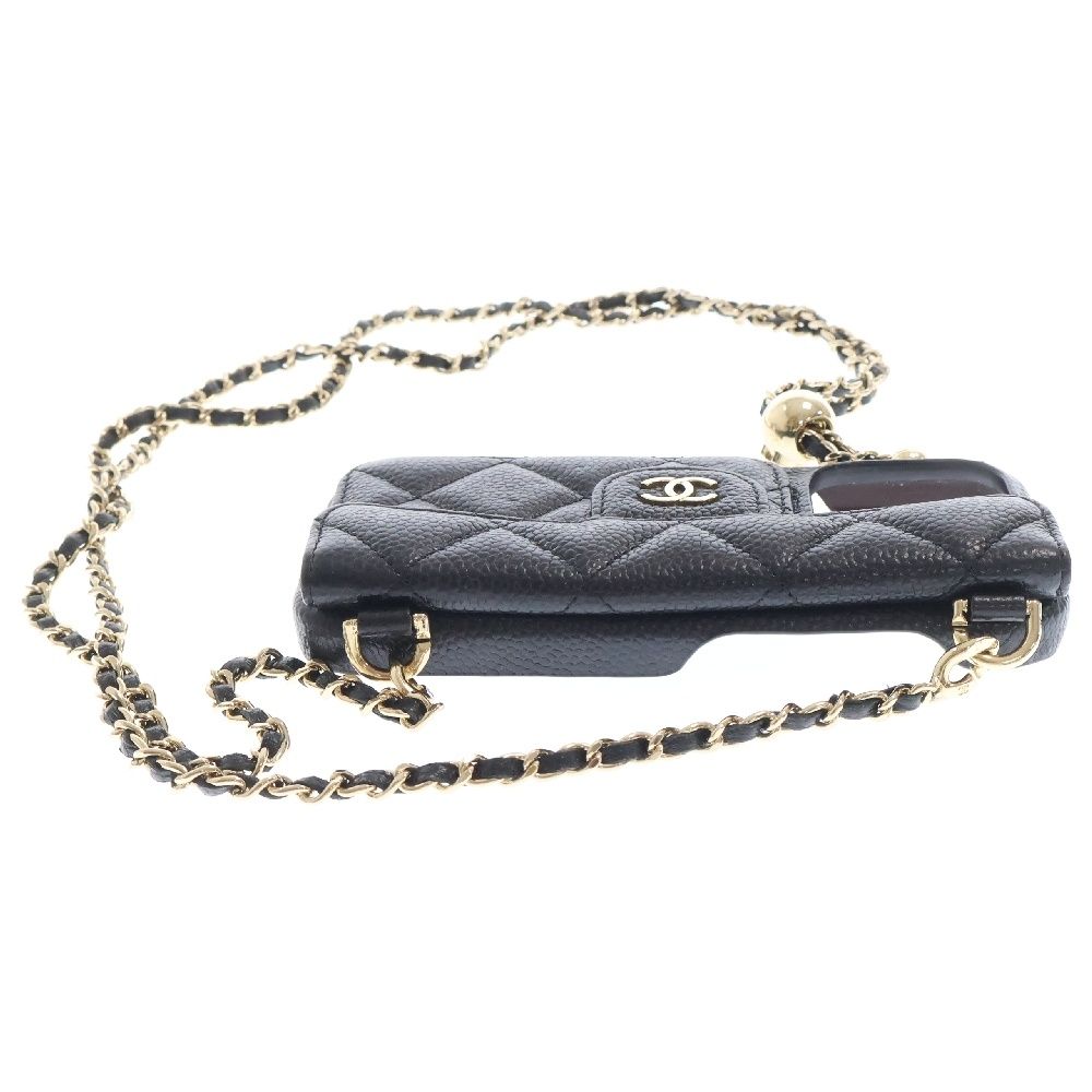 CHANEL (シャネル) iPhone15Pro アイフォン キャビアスキン レザー