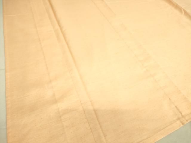 平和屋着物▽真綿結城紬 単衣 洒落柿色 反端付き 正絹 逸品 DAAQ3606az