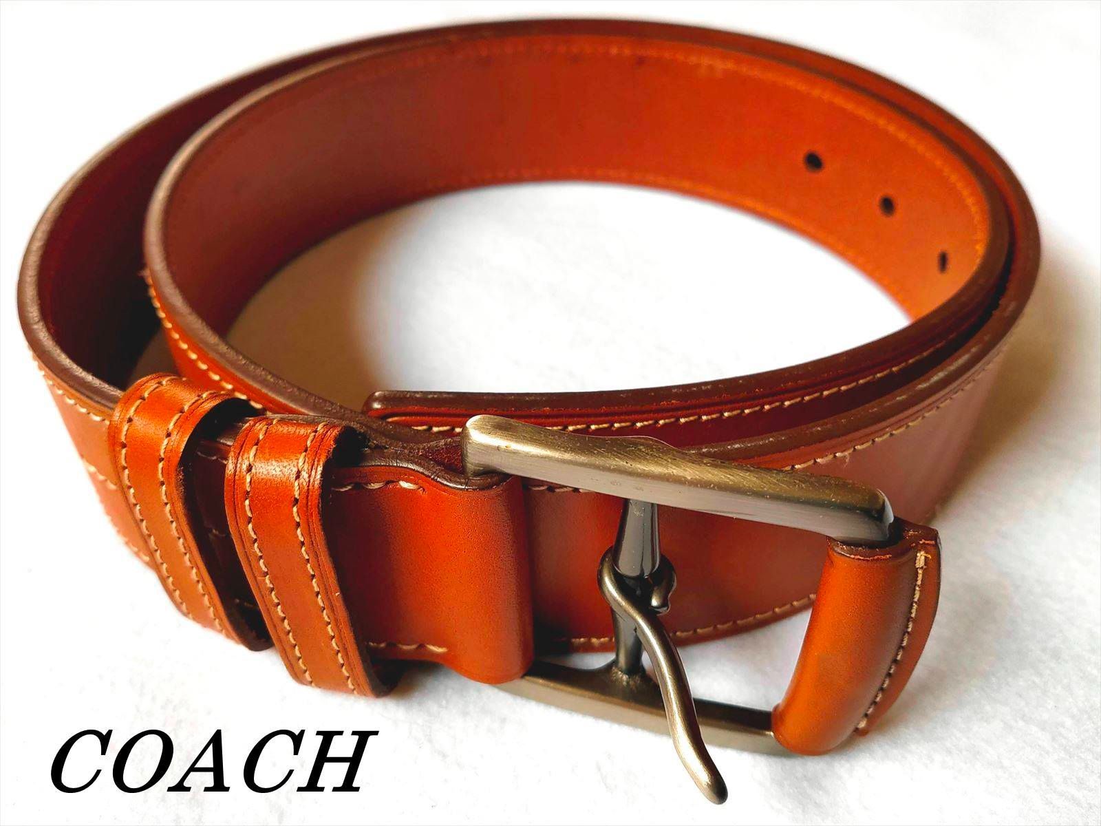COACH ブラウンレザー ベルト Coach Dress Belt Mens Sz 38 Brown Leather Brass Buckle Costa