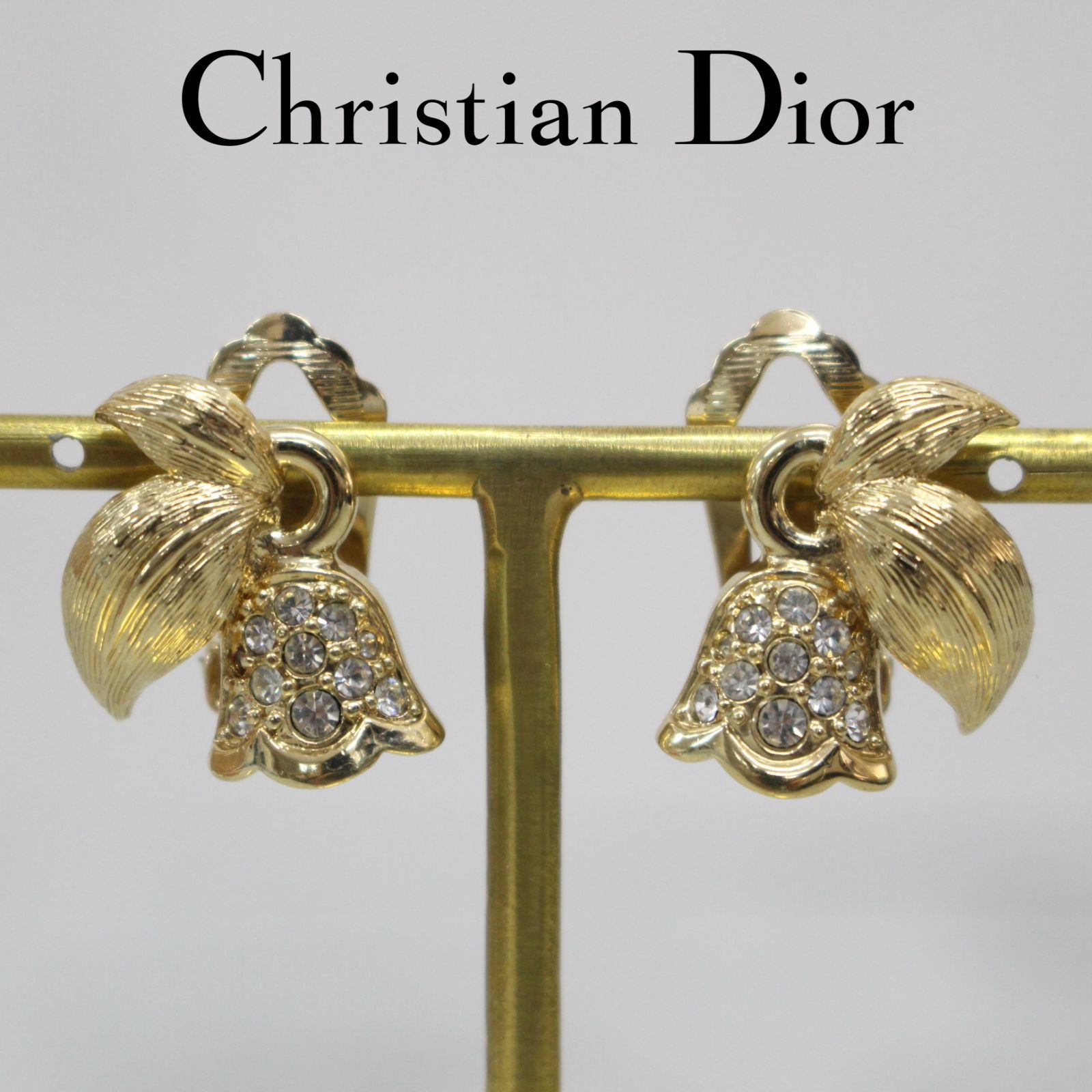 S003)Christian Dior イヤリング ヴィンテージ ゴールド フラワー