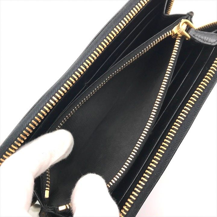 良品 PRADA プラダ ビッグロゴ サフィアーノ ラウンドファスナー