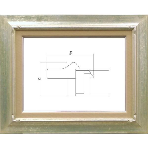 額縁 油絵/油彩額縁 木製フレーム アクリル付 7717 サイズ P12号 シルバー 銀 - メルカリ