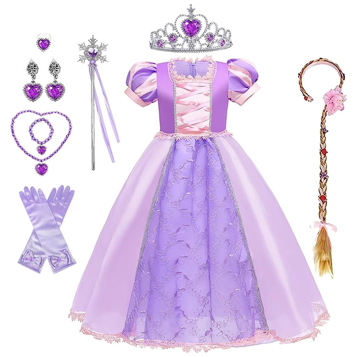 ピンク/D_110 [Agture] ラプンツェル風 ドレス コスプレ 子供 塔の上のラプンツェル風 ドレス 風プリンセス ドレス ワンピース コスプレ衣装 キッズコスチューム 変身 仮装 クリスマス ハロウイ