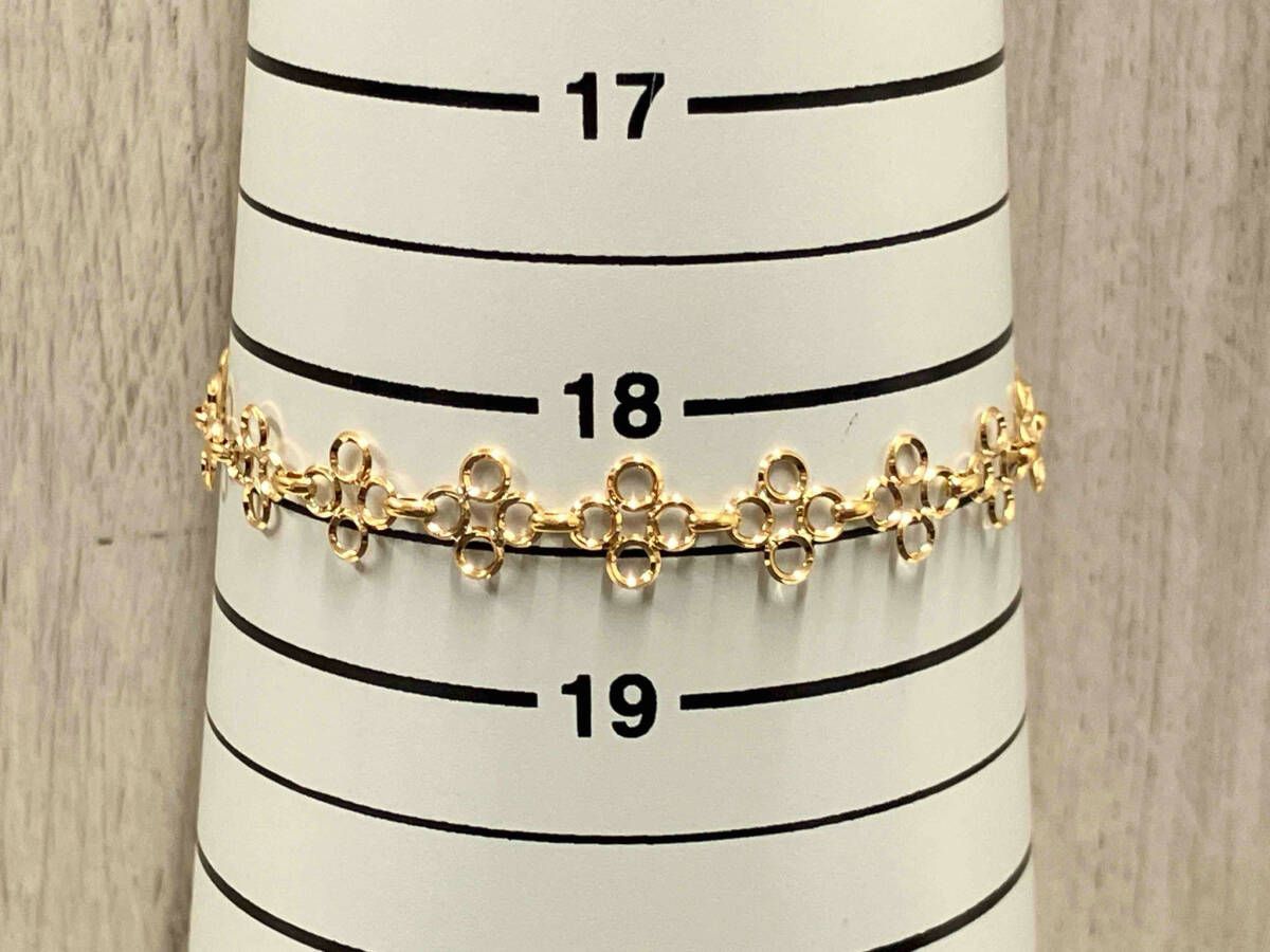 K18ゴールド 花モチーフ ブレスレット約2.5g 花モチーフ 18金チェーンブレスレット クリーニング済】K18 ゴールド