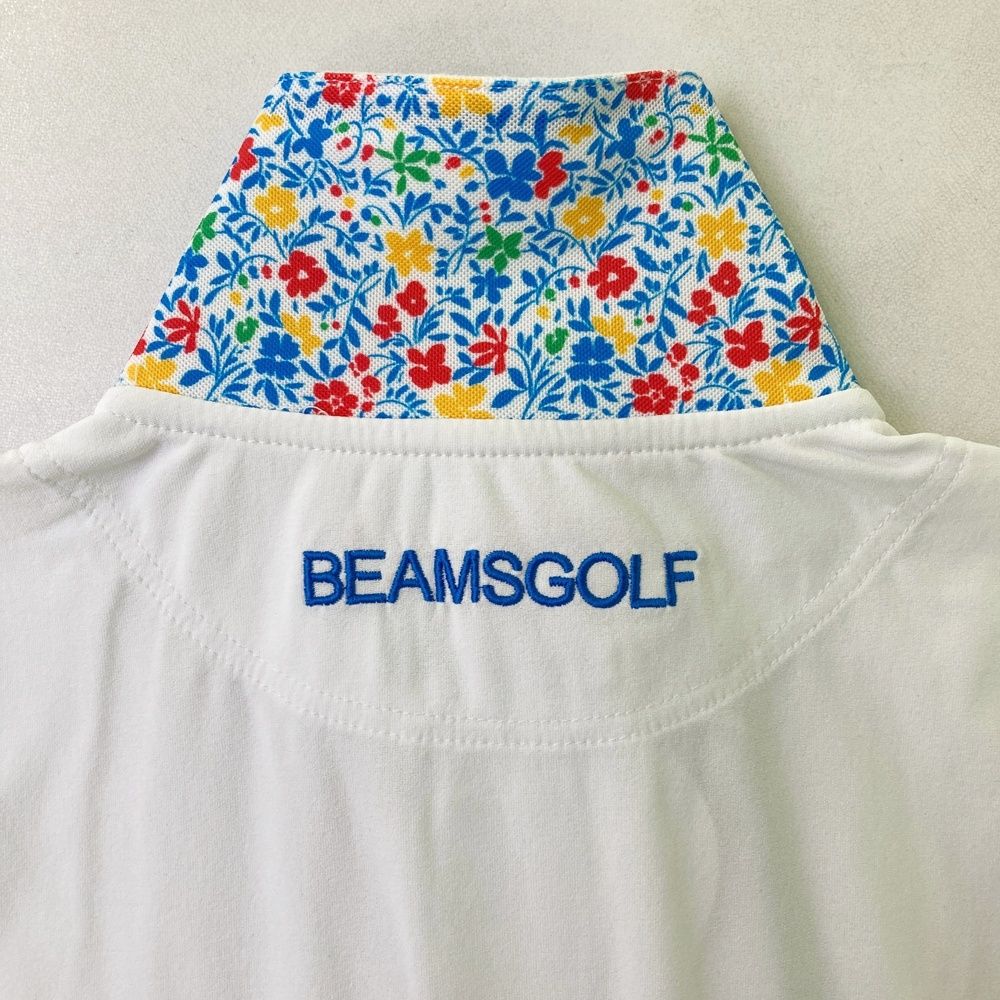 サイズ：S BEAMS GOLF ビームスゴルフ  半袖ポロシャツ 刺繍  ホワイト系 [240101480244] ゴルフウェア メンズ ストスト サイズ：S BEAMS GOLF ビームスゴルフ 半袖ポロシャツ 刺繍