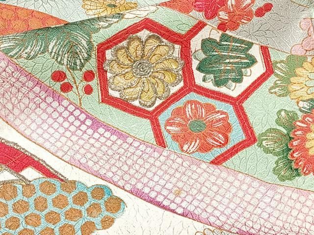 平和屋着物□豪華振袖 刺繍 吉祥束ね熨斗文 金銀彩 正絹 逸品