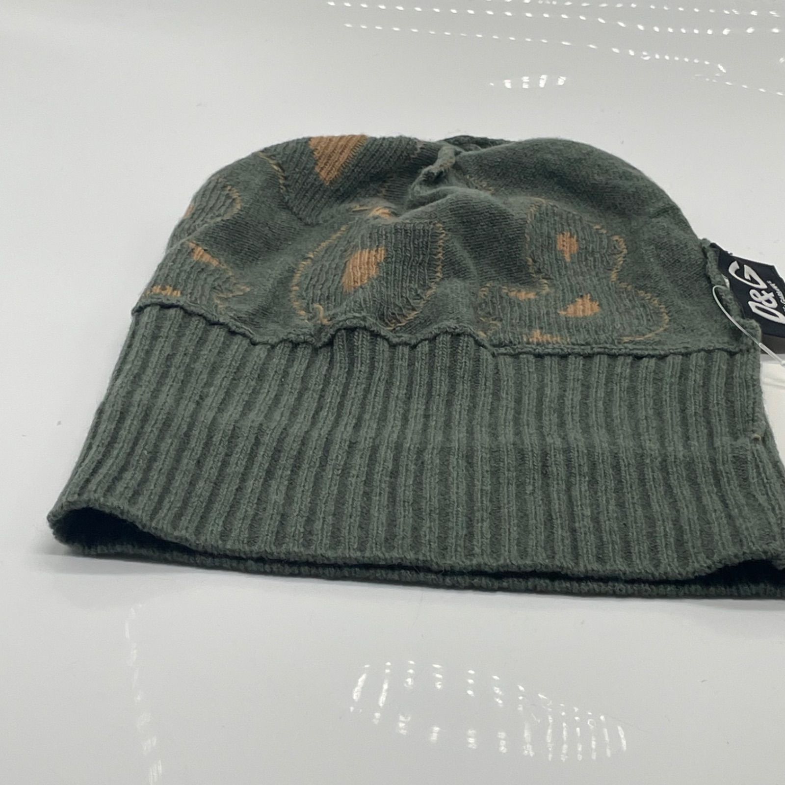 【美品】 D＆G ☆ 帽子 ニット ☆ ブラック グリーン ブラウン KO3321□Dolce & Gabbana ニット帽 ビーニー グリーン系 ロゴ