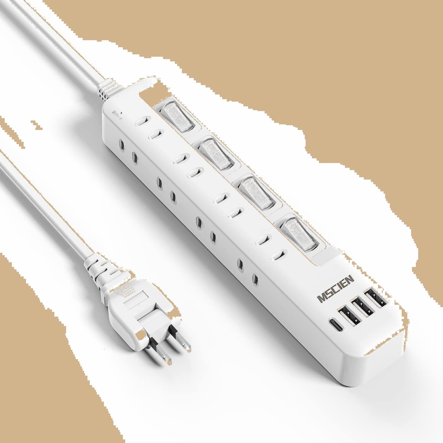 【特価商品】Mscien 電源タップ usb付き 8個AC口 1個usb-c 3個usb-a 延長コード 2m 雷ガード usb コンセント タップ oaタップ スイッチ付き 壁掛け たこあしコンセント テーブルタップ マルチタップ ス