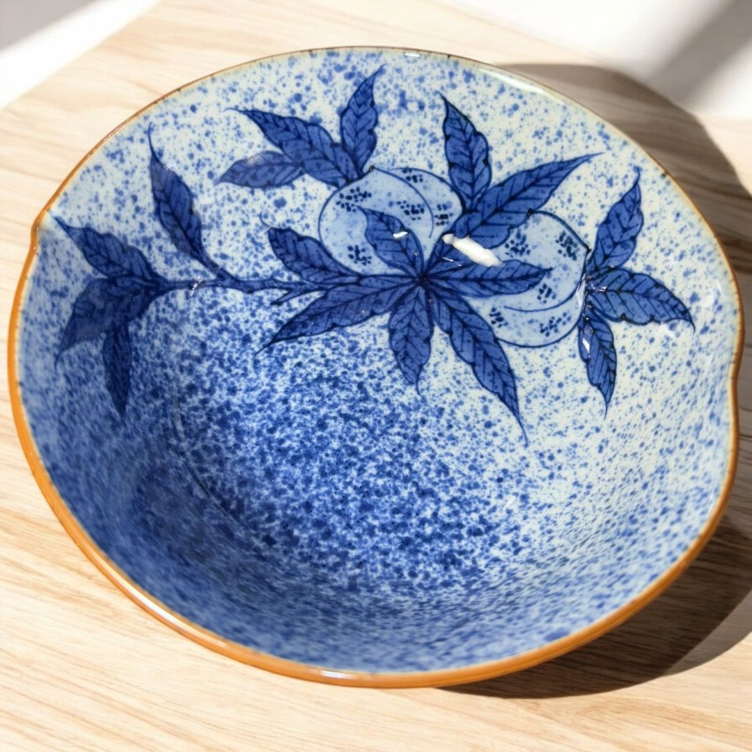 作家物 明治 蔵出し 染付 中鉢 手描き 未使用品 豪華染付鉢 アンティーク 骨董 飾り鉢