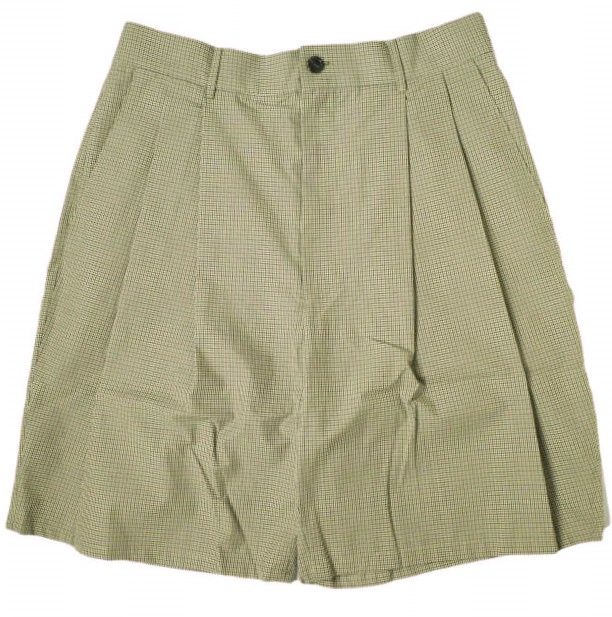 新品 CAMIEL FORTGENS カミエル フォートヘンス 22SS フランス製 PLEATED SUIT PANTS SHORTS 2プリーツチェックショーツ GP.01.06.06.02 S CHECK BROWN/GREEN ショートパンツ ボトムス