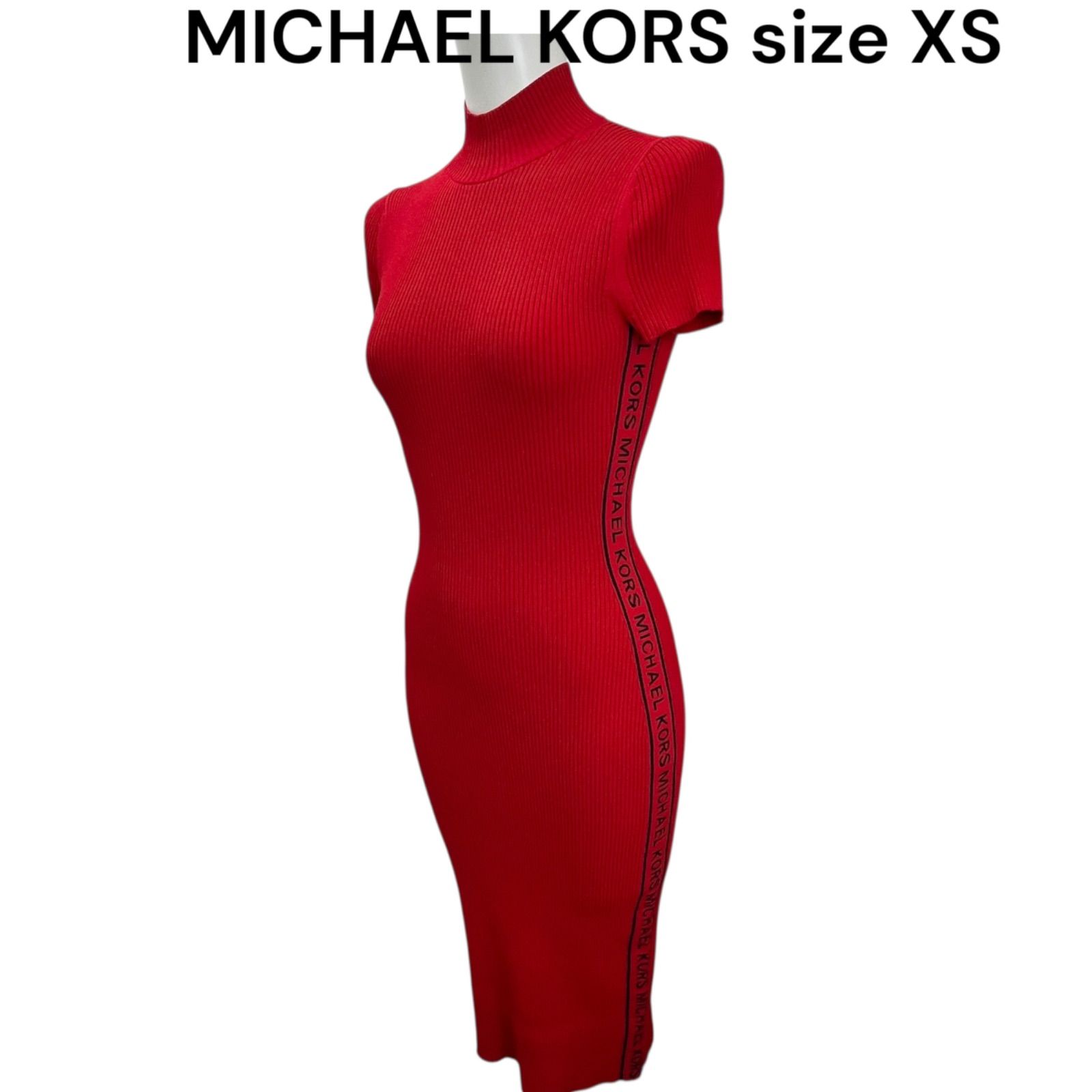 新品 MICHAEL KORS マイケルコース の ニットワンピース 公式アウトレット】リブ ストレッチ ニット レースアップ ドレス