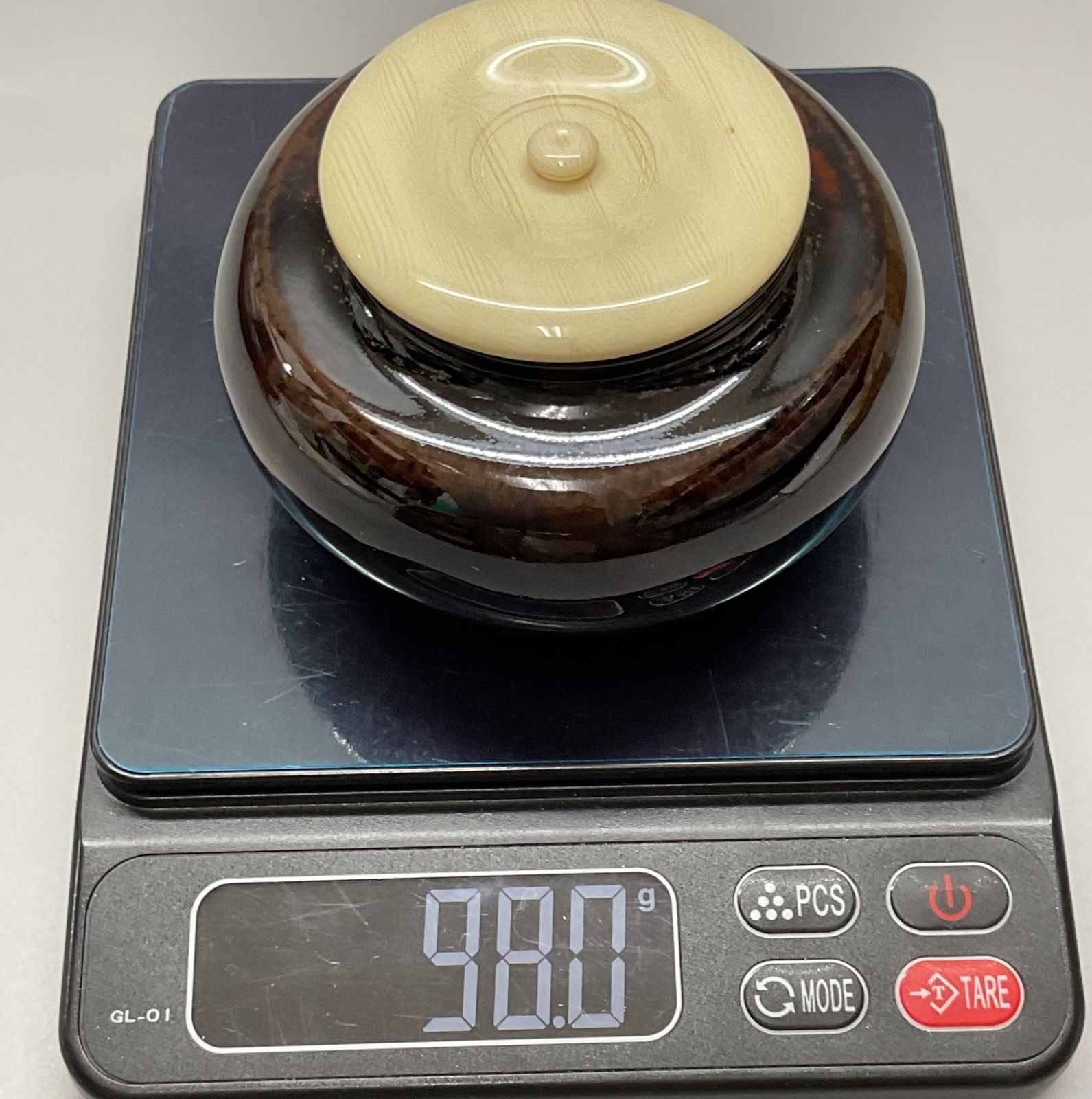 S11 洛東 桶谷定一作 大海茶入 茶入 共箱 仕覆付 東福寺緞子 茶器