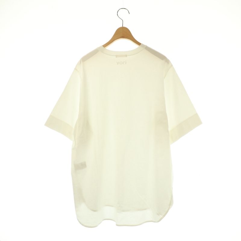 yori ヨリ 半袖 Tシャツ カットソー 36 ホワイト ヨリ yori ヘムラウンドハーフロゴTee Tシャツ カットソー 半袖