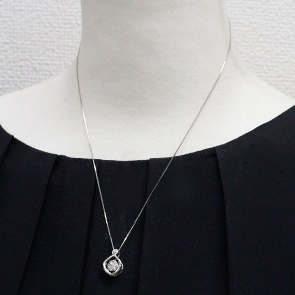 Pt900/ Pt850 天然ピンク ダイヤモンド ペンダントネックレス 0.25ct