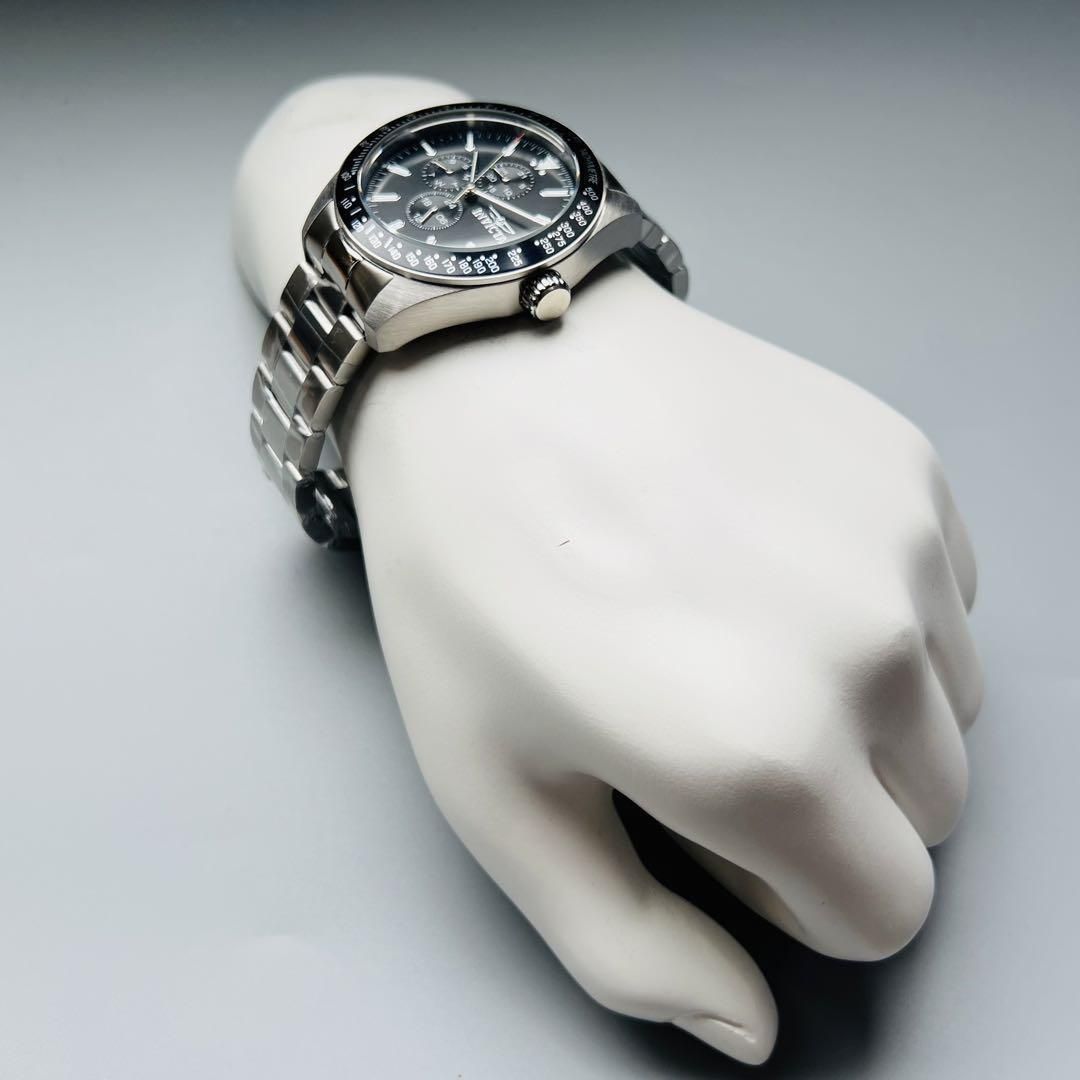 ブラック/シルバー新品インビクタ アヴィエイター45mmメンズ腕時計