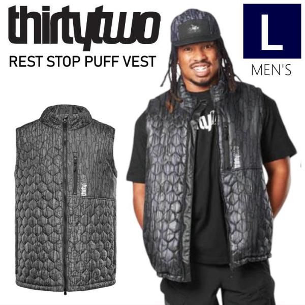 ◎ 25 THIRTYTWO REST STOP PUFF VEST カラー BLACK CHARCOAL ヘルロイド スノボウェア リバーシブル ベスト 24-25 型落ち 旧モデル 日本正規品 2025-2025