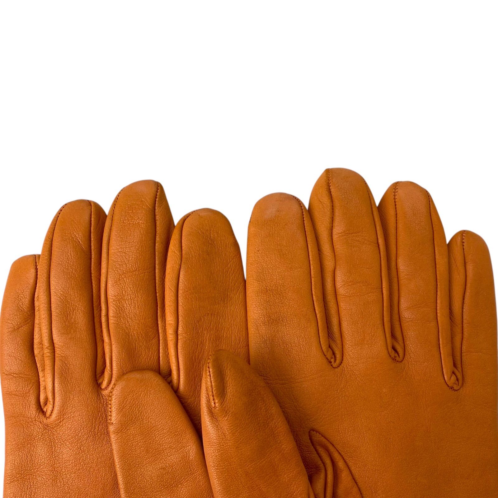 ○エルメス HERMES 7ハーフ 手袋 グローブ カナデチャーム レザー 革 