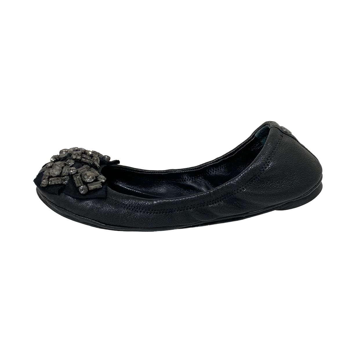 新品未使用試着のみ:Tory Burch ブラック フラットシューズ 箱付き TORY BURCH / トリーバーチ フラットシューズ クロコ型押し 定価