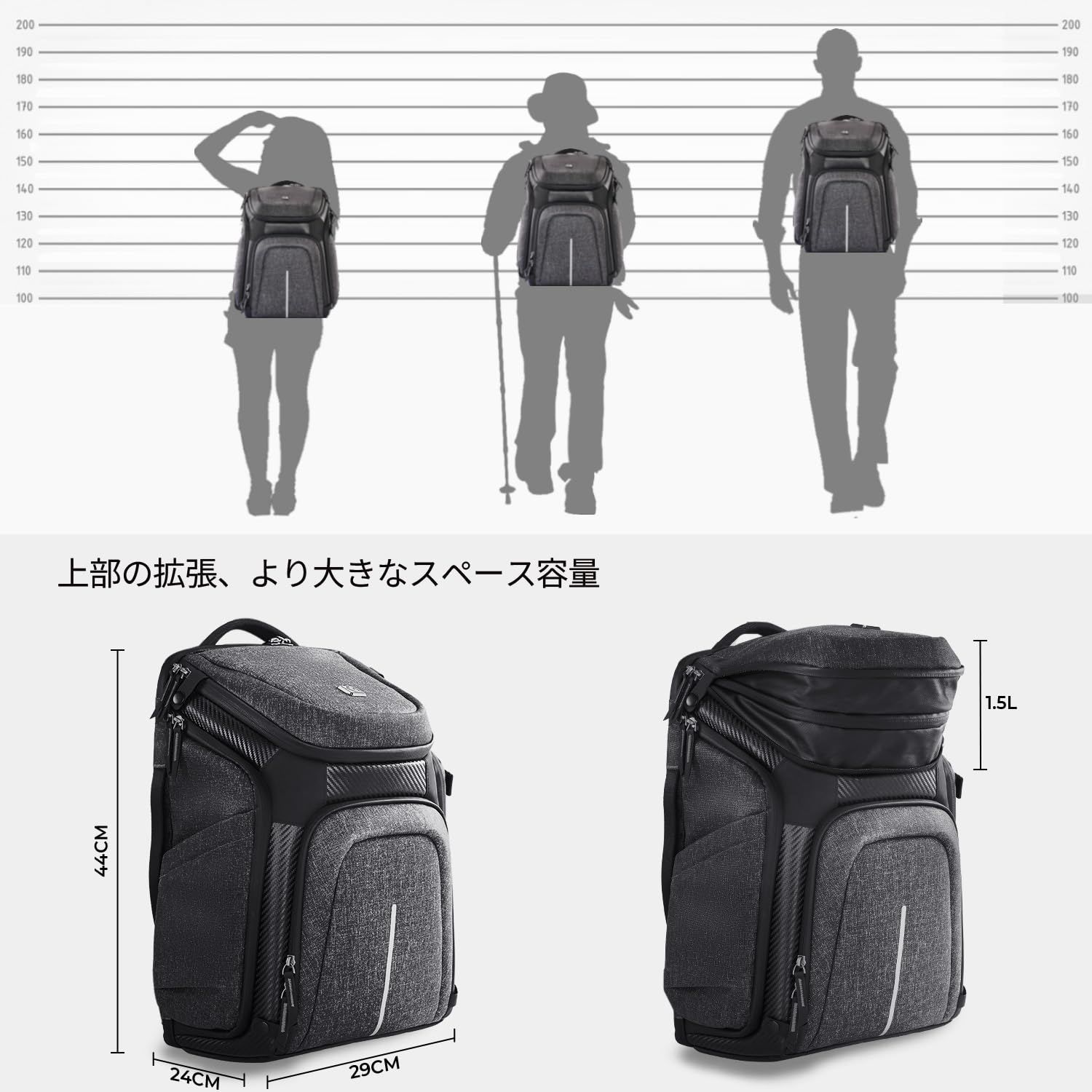 数量限定】15.6インチPC収納可 容量拡張可 三脚 ショルダーバッグ 25L
