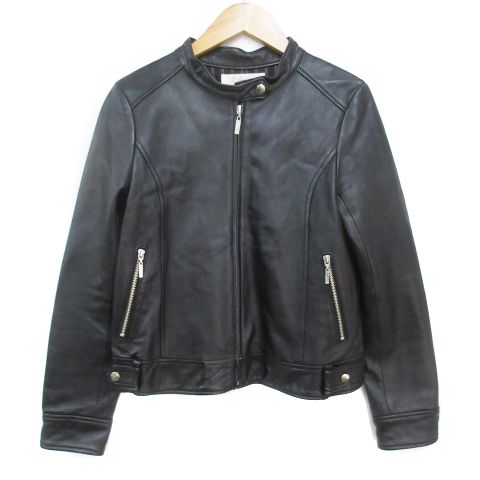 マイケルコースラムレザーシングルライダース革ジャン総柄S 黒