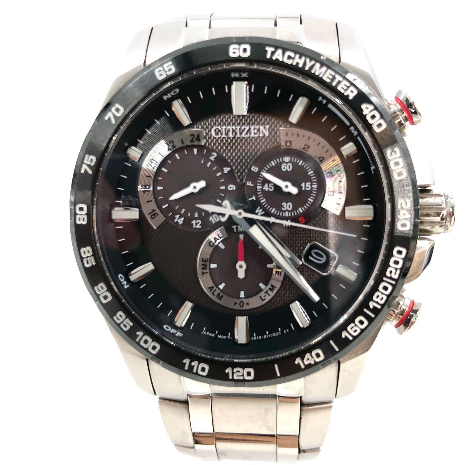 CITIZEN シチズン ATTESA アテッサ ECO-DRIVE エコドライブ E610-S104831 クロノグラフ デイト SS/ソーラー  メンズ腕時計 黒文字盤 稼働【ND-882】 - メルカリ