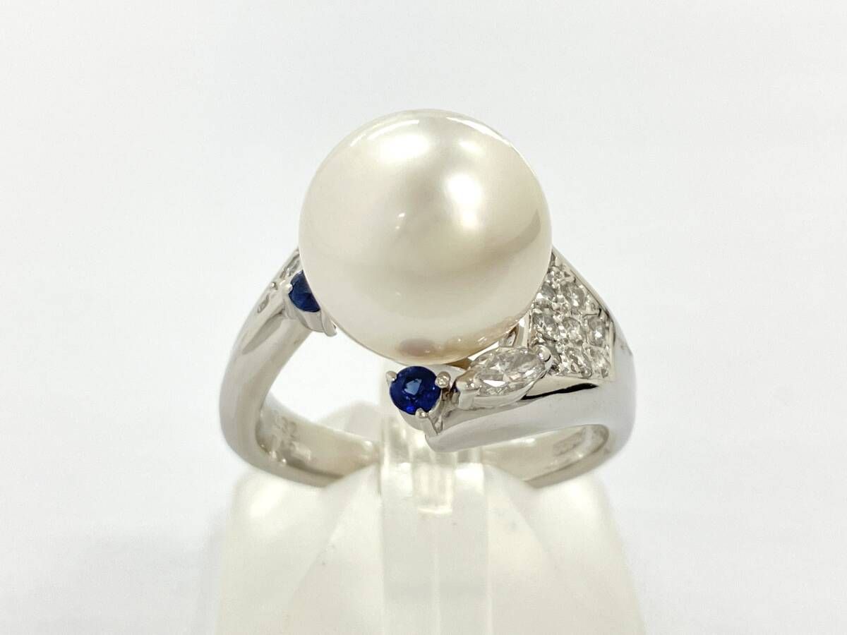 Pt900 南洋真珠 ダイヤモンドリング 11.5号[g94-86]
