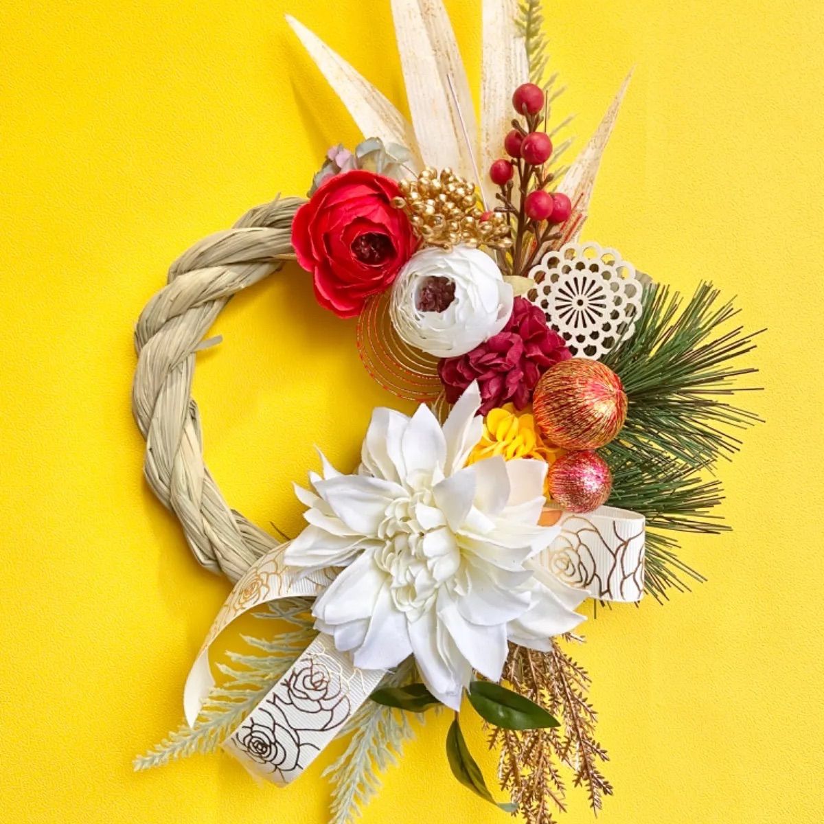 しめ縄リース No.44 No.44 カラー八の字しめ縄リース2024 ハンドメイド