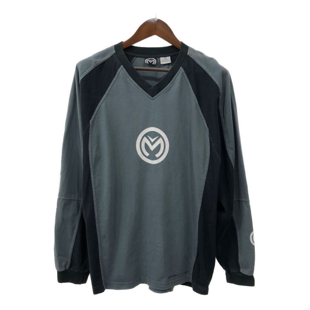 MOOSE RACING Vネック 長袖Ｔシャツ ワンポイント グレー (メンズ LARGE) 中古 古着 Q6978