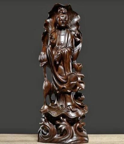美品☆仏教美術 木彫仏像 精密細工 木彫り 花梨木 さしこん 天然