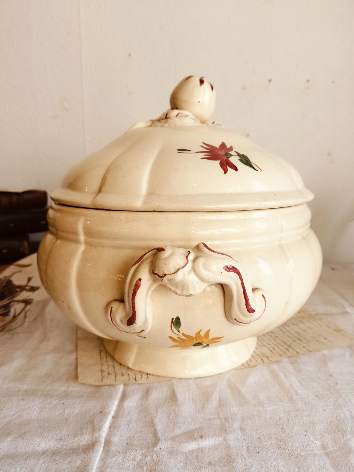 専用ページ フランス アンティーク 花リム 絵付き 配送 サルグミンヌ